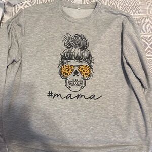 Gray Sweatshirt with Skull and Leopard Print Sunglasses